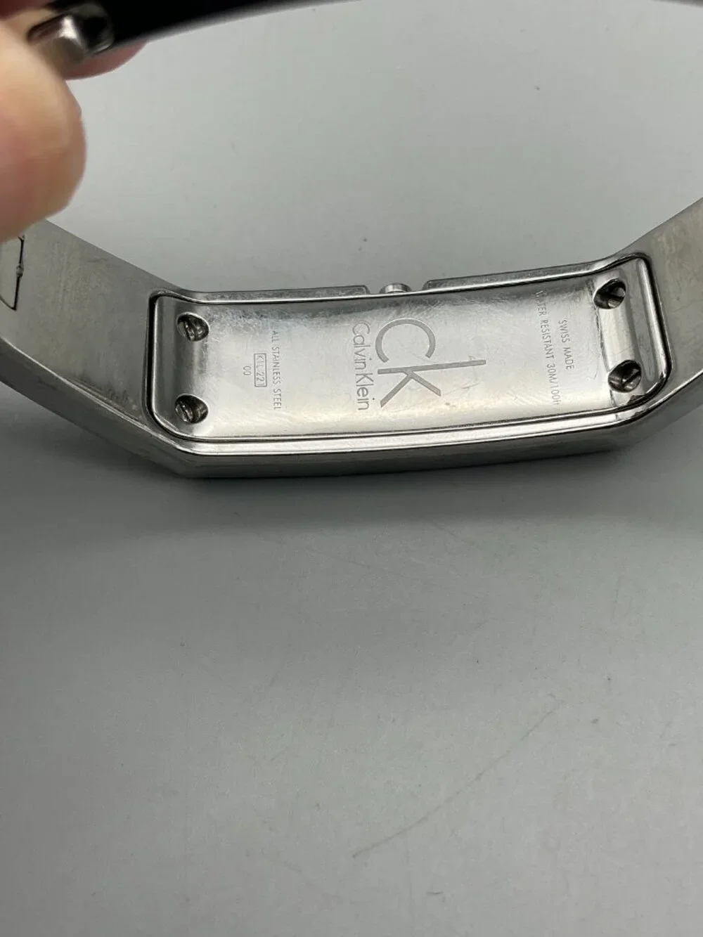 Calvin Klein Women Watch 16mm Stainless Black Rectangle Swiss New Battery 6.5
